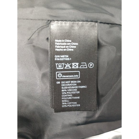 H&M Mixed Media Coat Size 12 Boucle Vegan Leather Topper - Picture 10 of 11